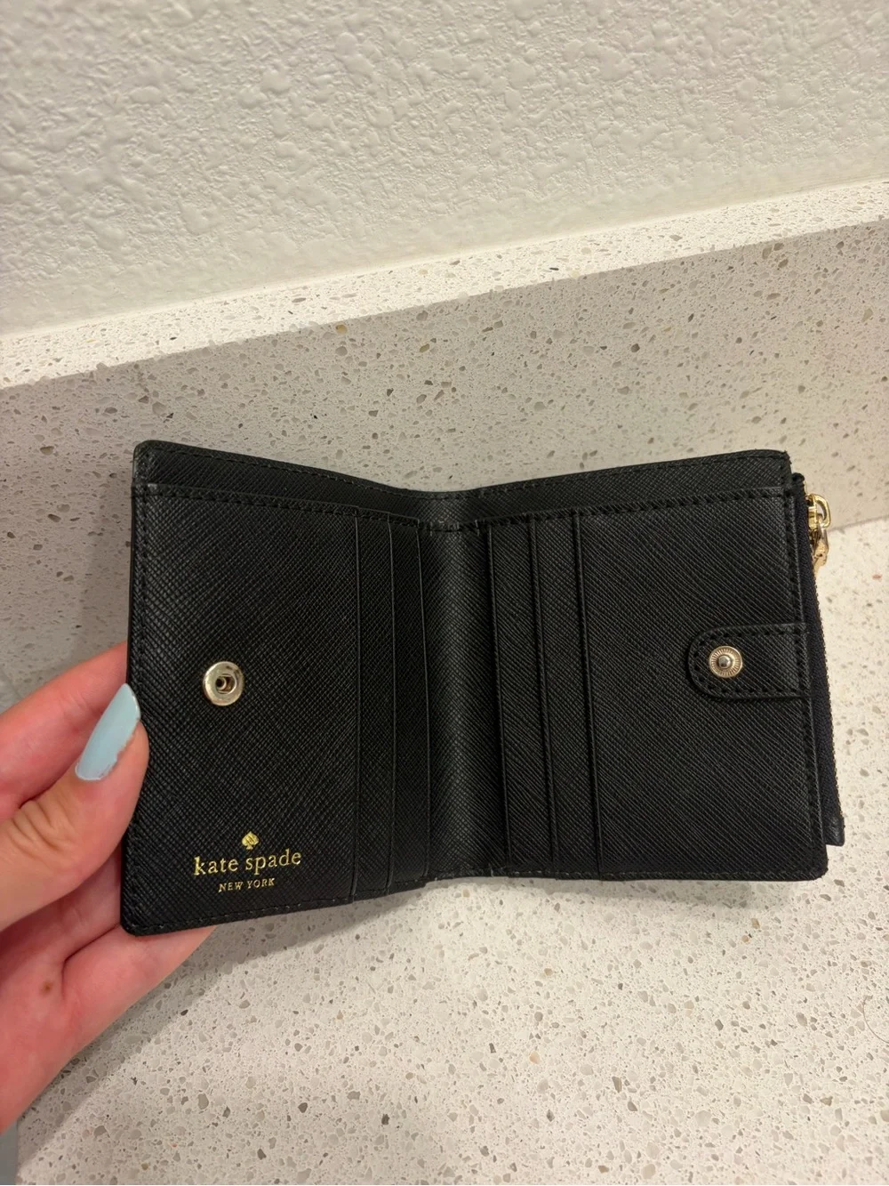 Kate Spade Cameron Street Wallet-Navy/Multi Small BLUE FLORAL EUC